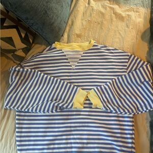 Free People Classic Striped Oversized  Crewneck Sweatshirt